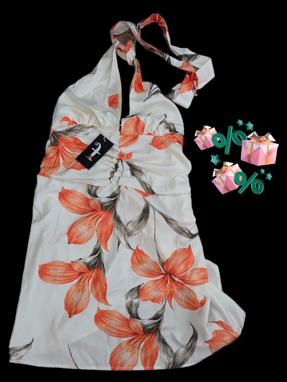 Fashionista floral halter dress Women juniors size XL